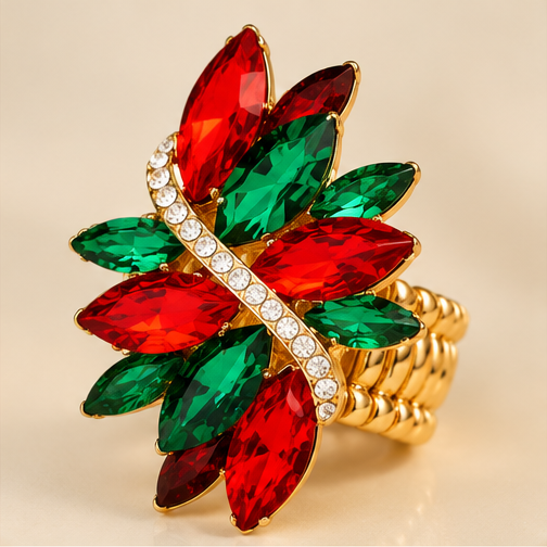 Holiday Radiance Marquise Crystal Statement Stretch Ring