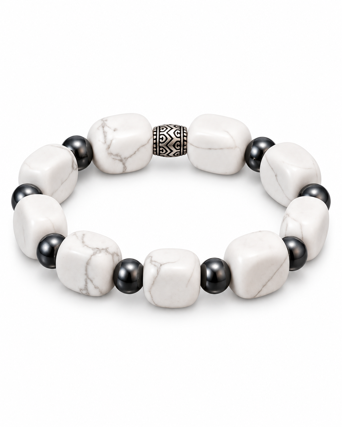 Natural Howlite Gemstone Statement Bracelet