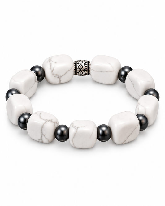 Natural Howlite Gemstone Statement Bracelet