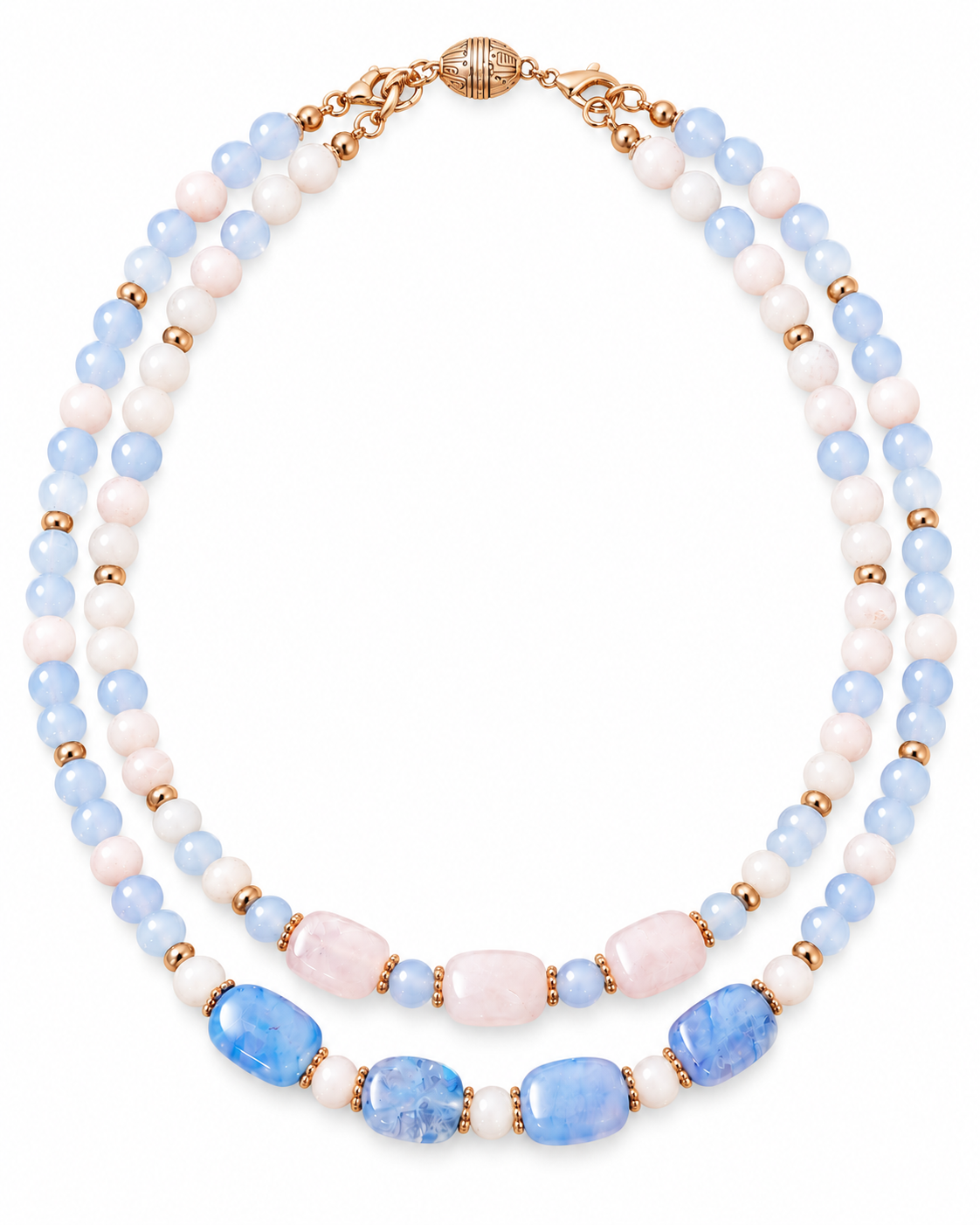 Layered Smoky Quartz & Blue Quartz Gemstone Necklace