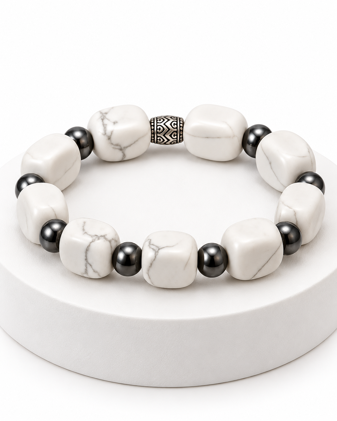 Natural Howlite Gemstone Statement Bracelet