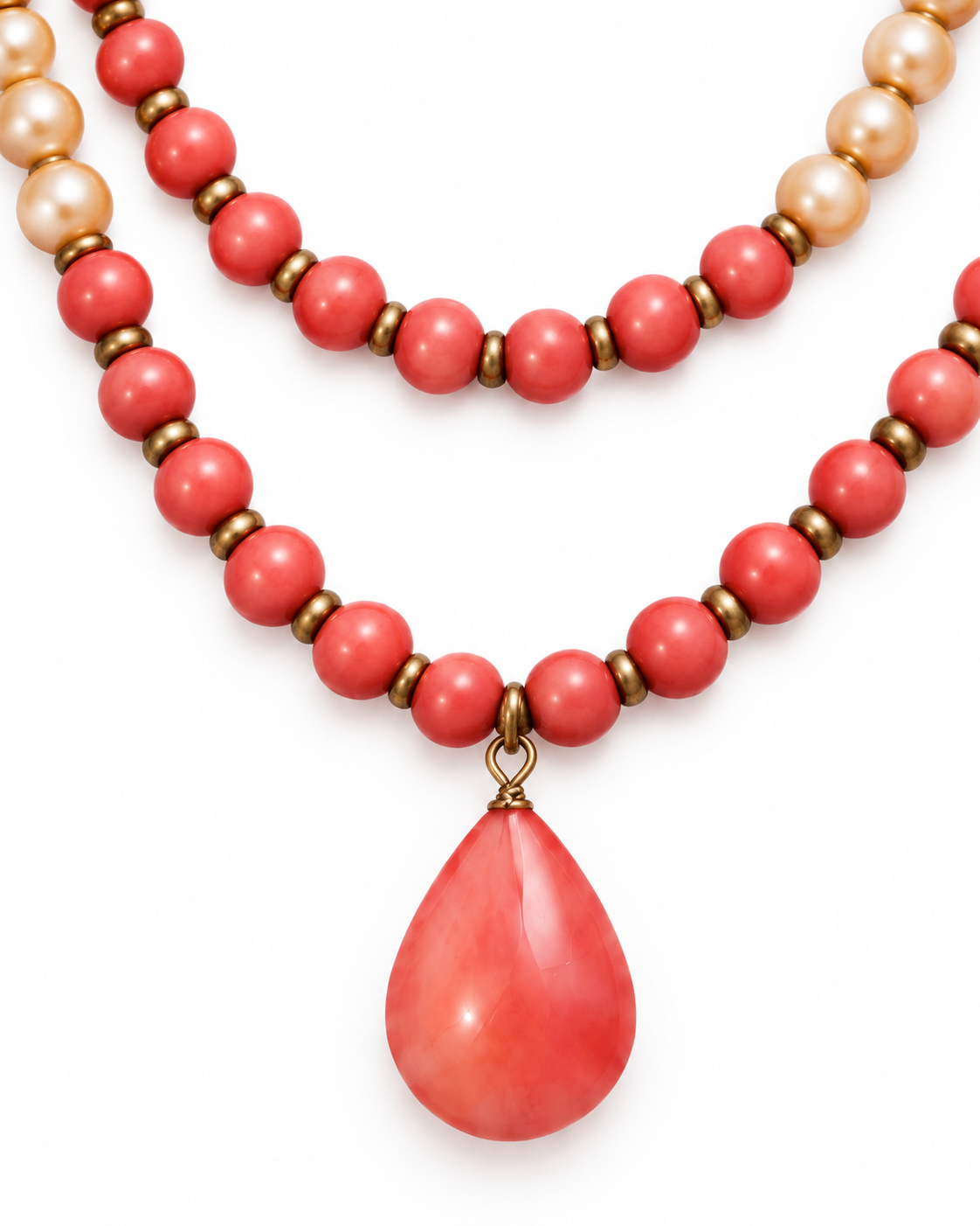Layered Rose Quartz & Pearl Accent Necklace