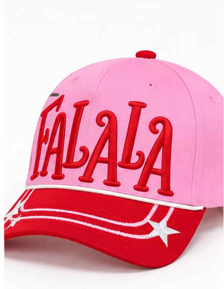 FALALA Pink & Red Star Christmas Snapback Hat | Embroidered Holiday Cap
