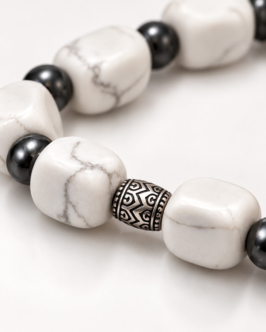 Natural Howlite Gemstone Statement Bracelet