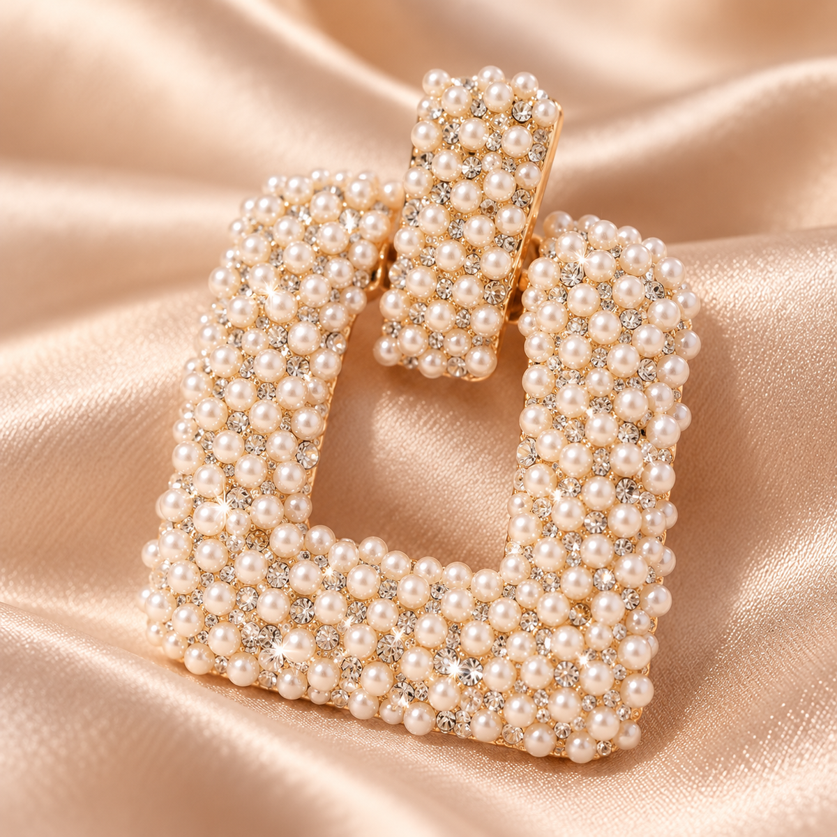 Pearl After Dark Square Statement Earrings
