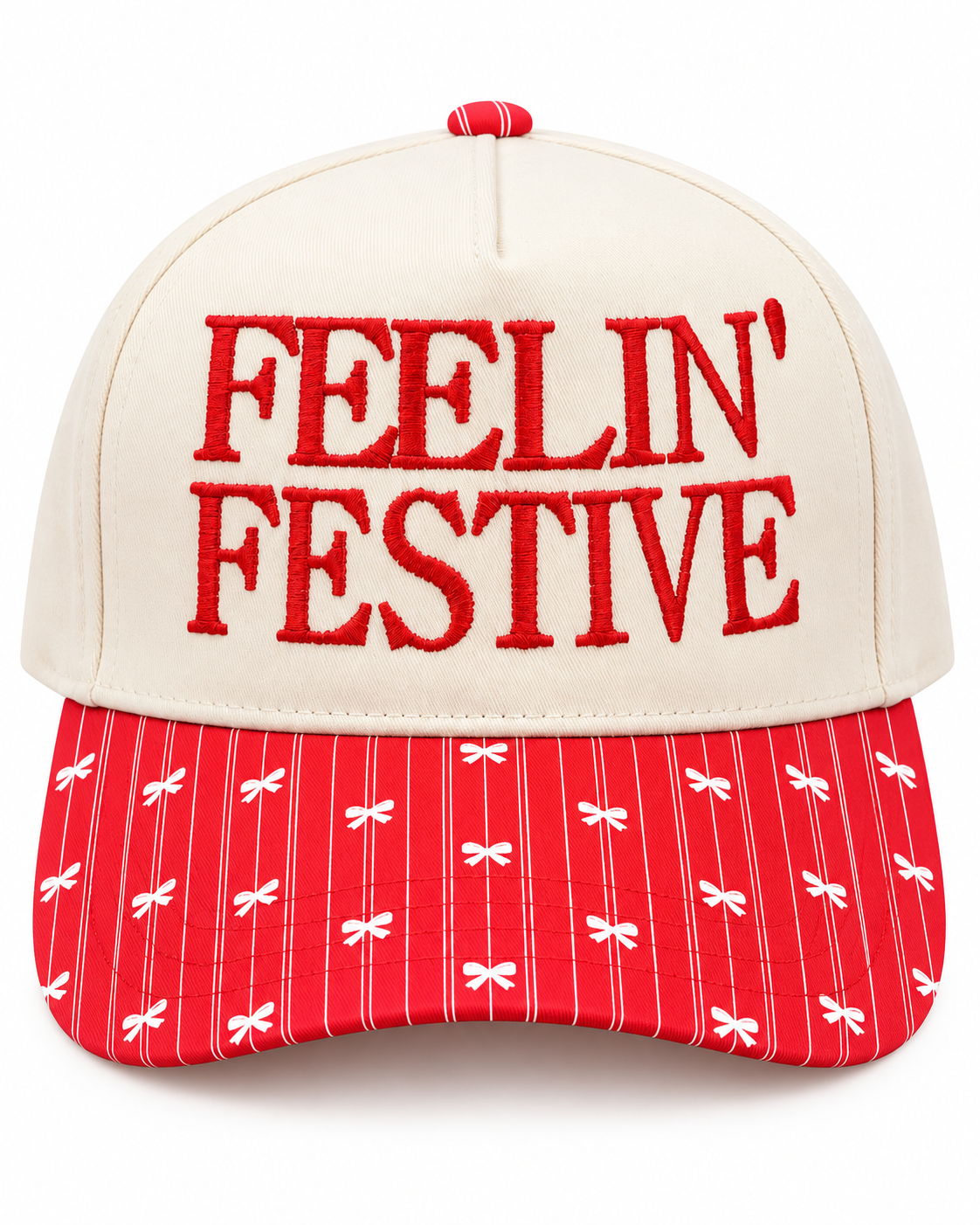 Feelin’ Festive Bow Print Christmas Snapback Hat