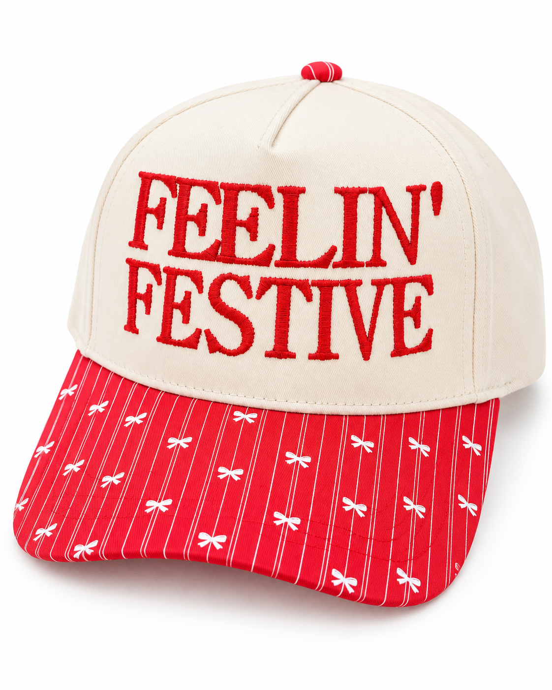 Feelin’ Festive Bow Print Christmas Snapback Hat