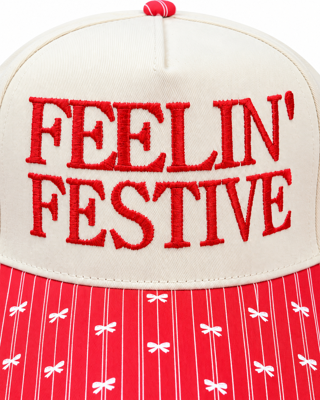 Feelin’ Festive Bow Print Christmas Snapback Hat