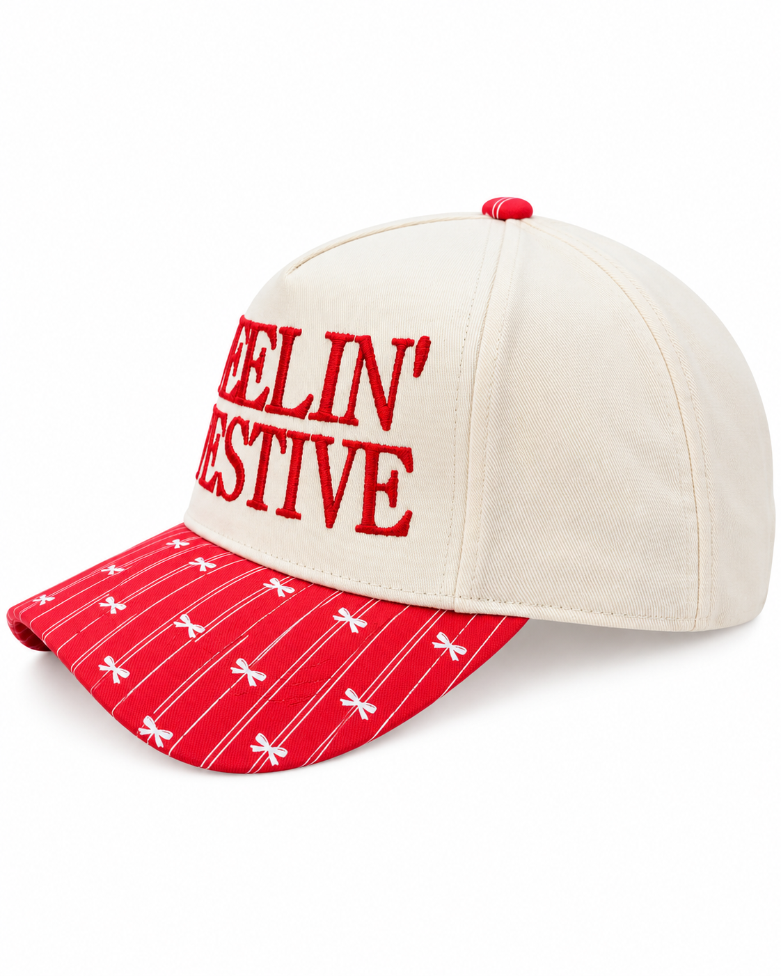 Feelin’ Festive Bow Print Christmas Snapback Hat