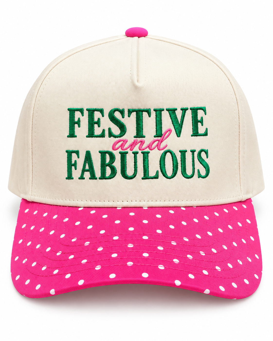 Festive and Fabulous Pink Polka Dot Christmas Snapback Hat
