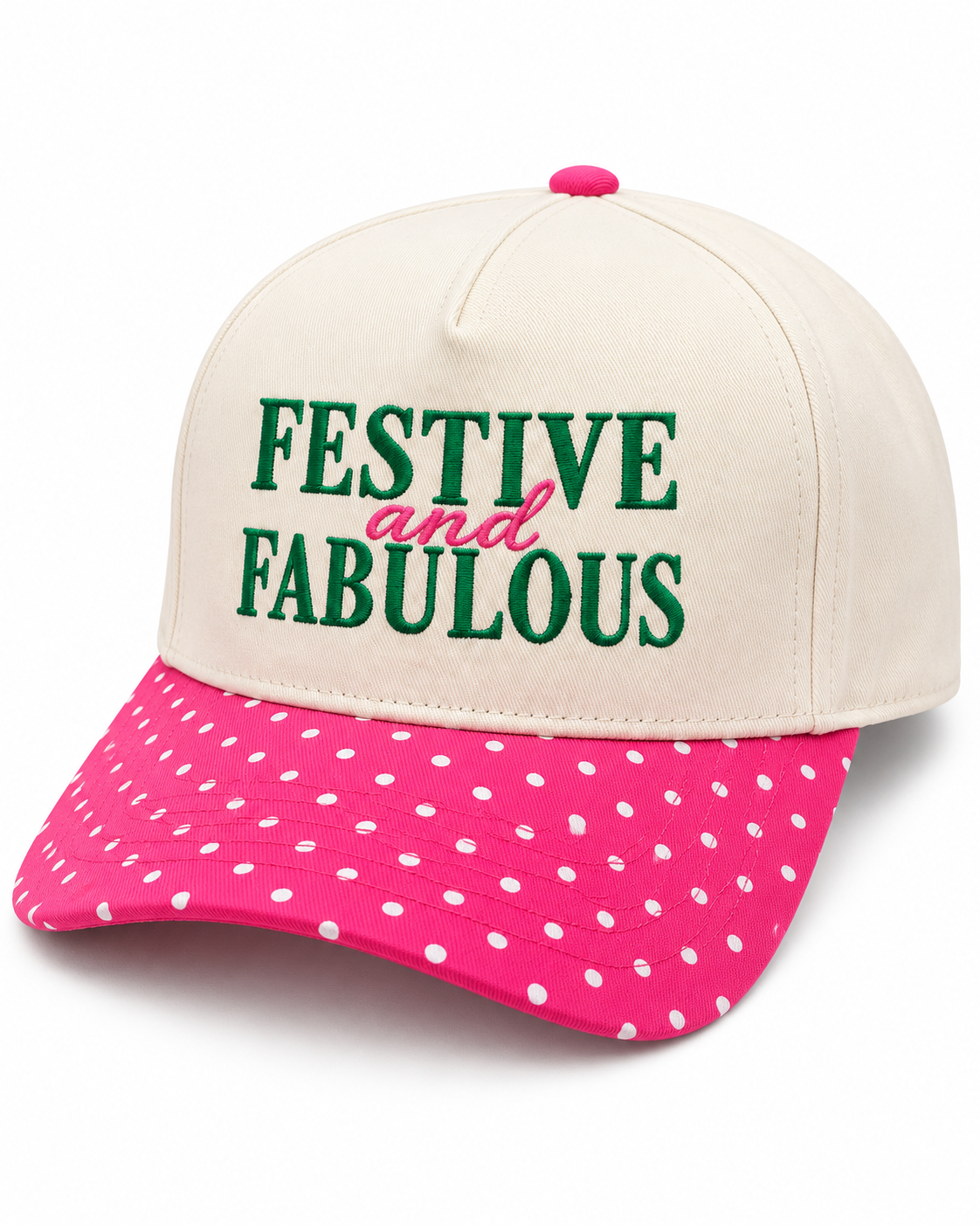 Festive and Fabulous Pink Polka Dot Christmas Snapback Hat