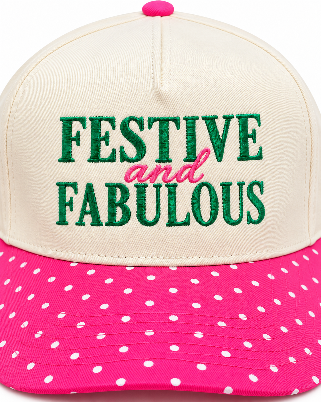 Festive and Fabulous Pink Polka Dot Christmas Snapback Hat