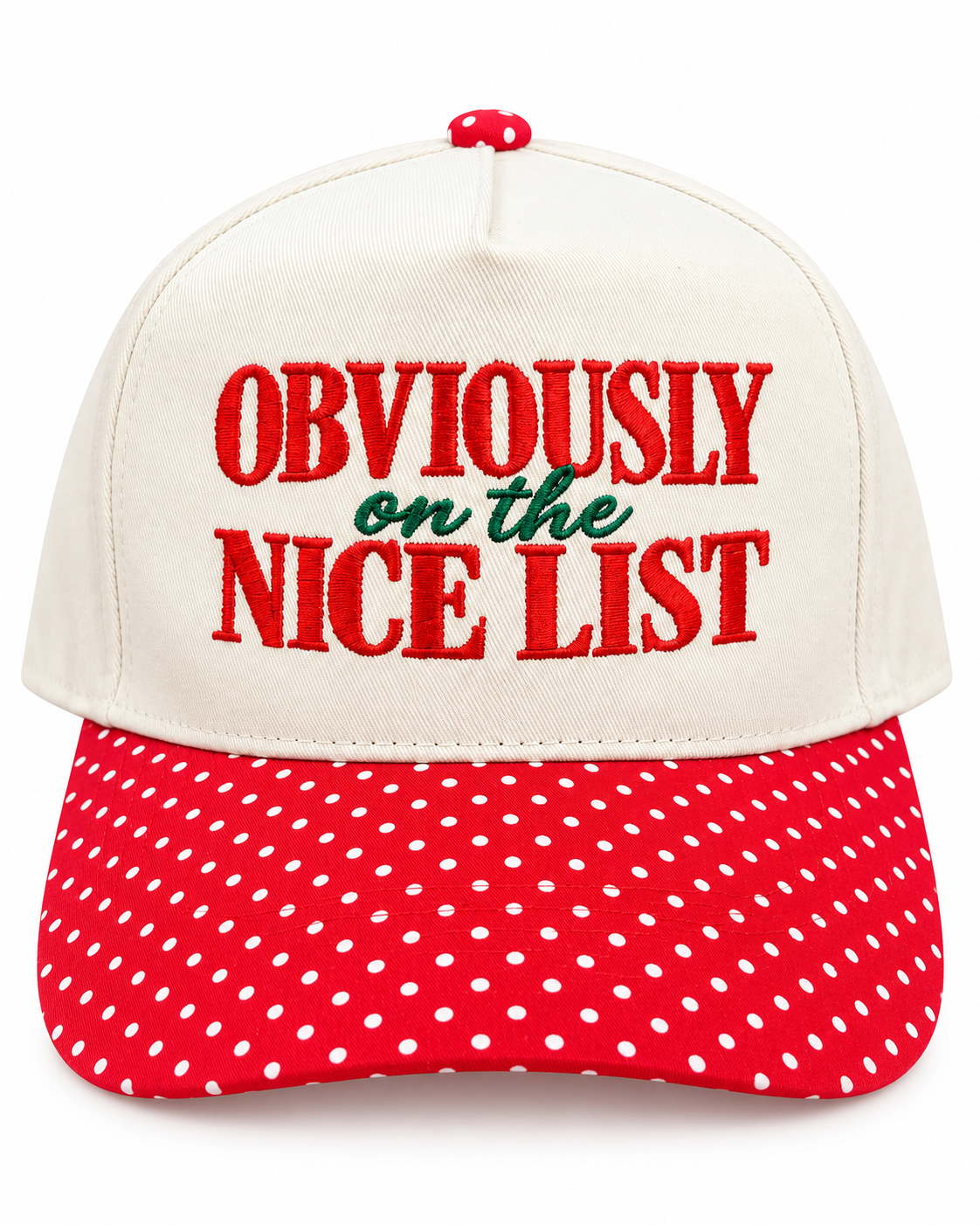 Obviously On The Nice List Polka Dot Christmas Hat
