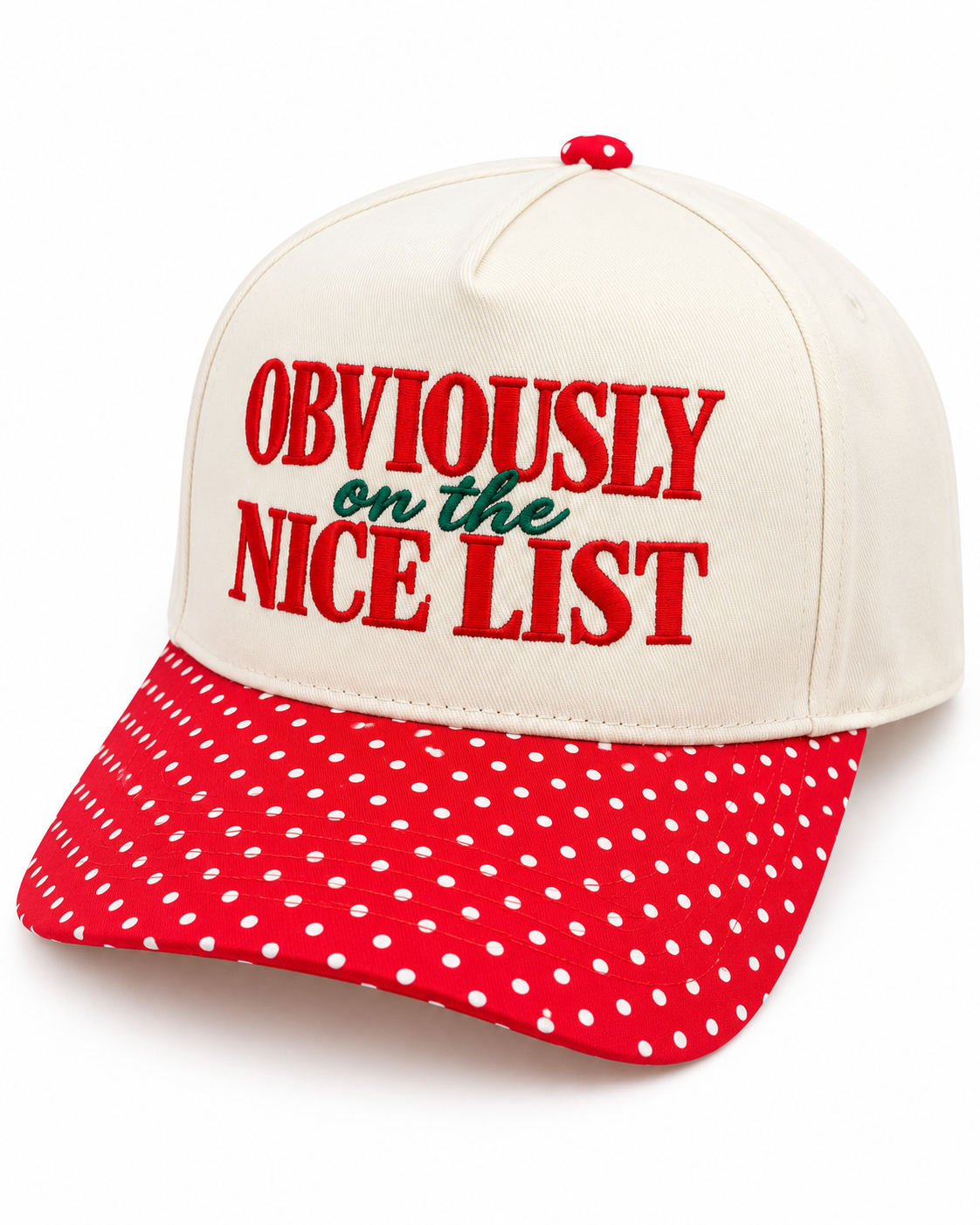 Obviously On The Nice List Polka Dot Christmas Hat