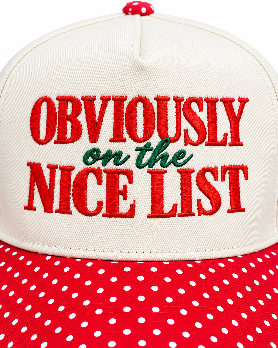 Obviously On The Nice List Polka Dot Christmas Hat