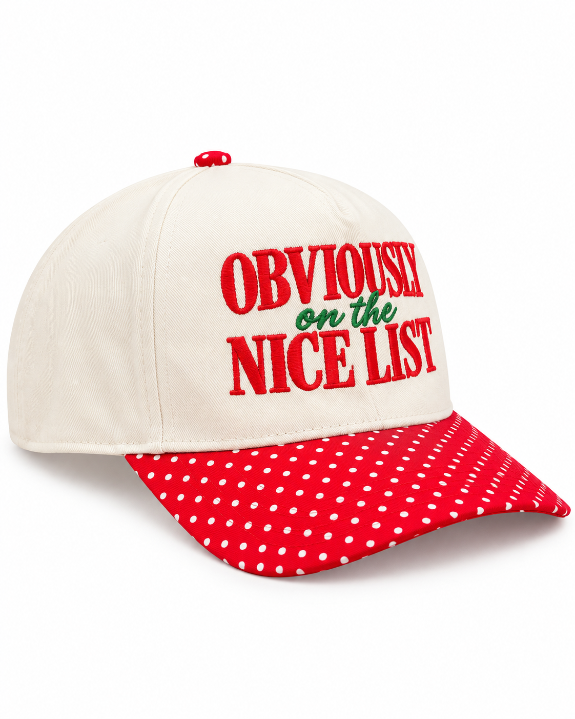 Obviously On The Nice List Polka Dot Christmas Hat