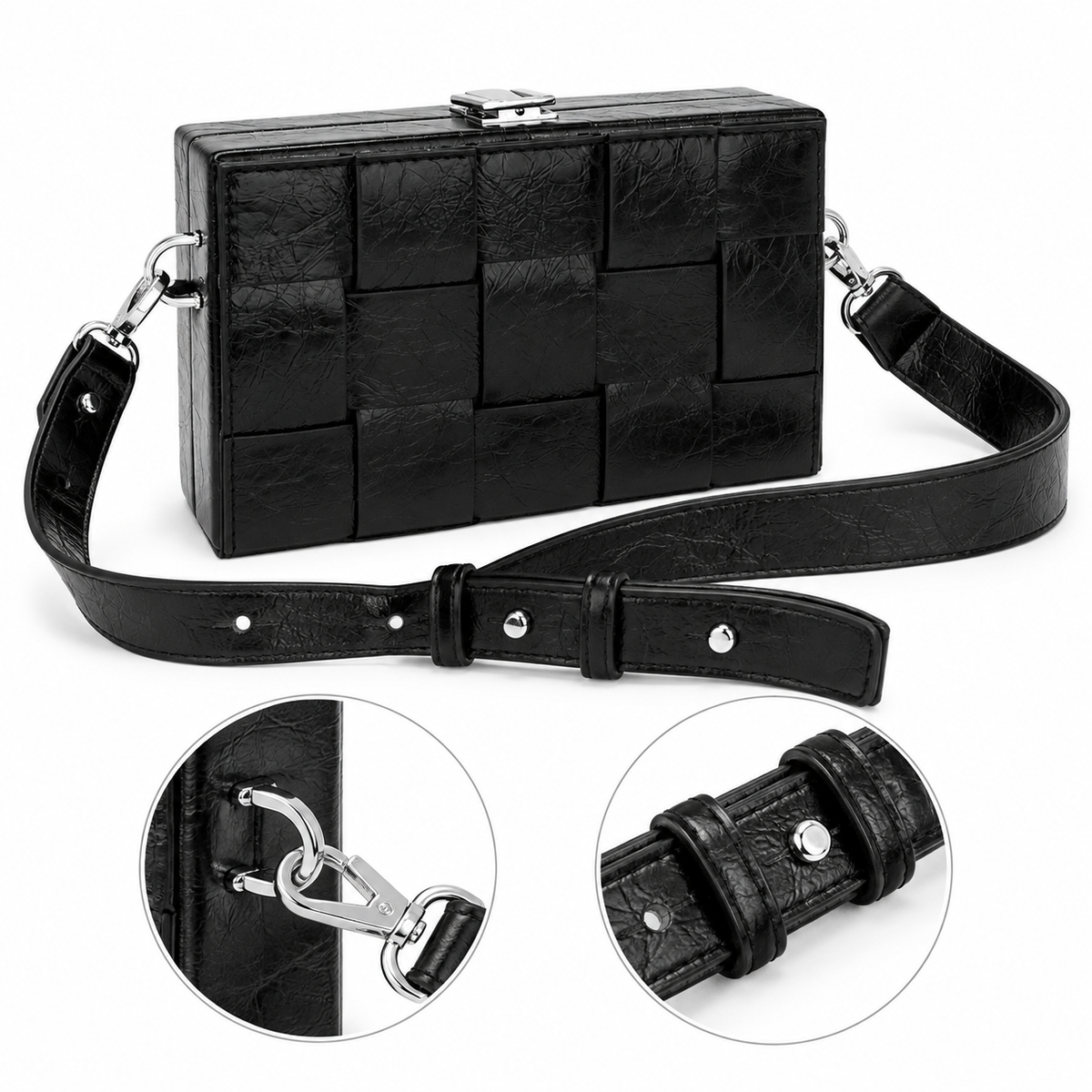City Weave Structured Box Crossbody Bag