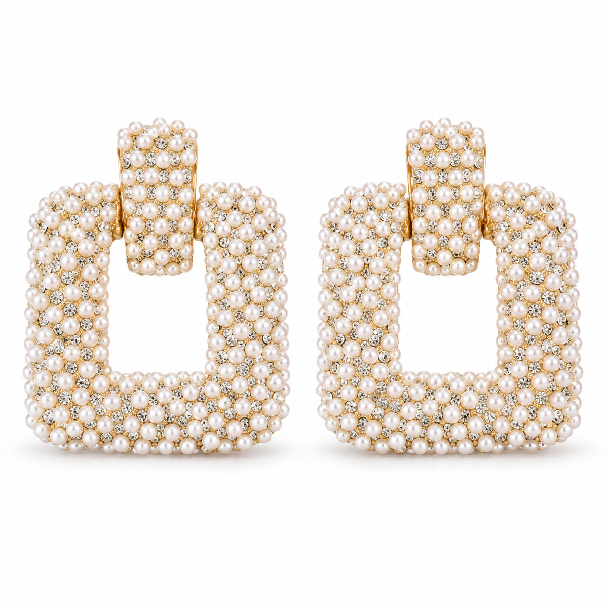 Pearl After Dark Square Statement Earrings