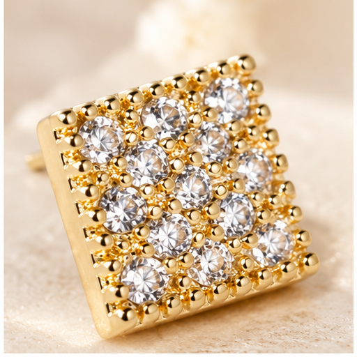 Golden Hour Pavé CZ Square Mini Stud Earrings