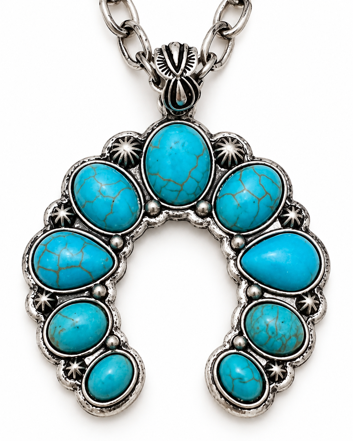 Western Faux Naja Turquoise-Tone Necklace & Earring Set