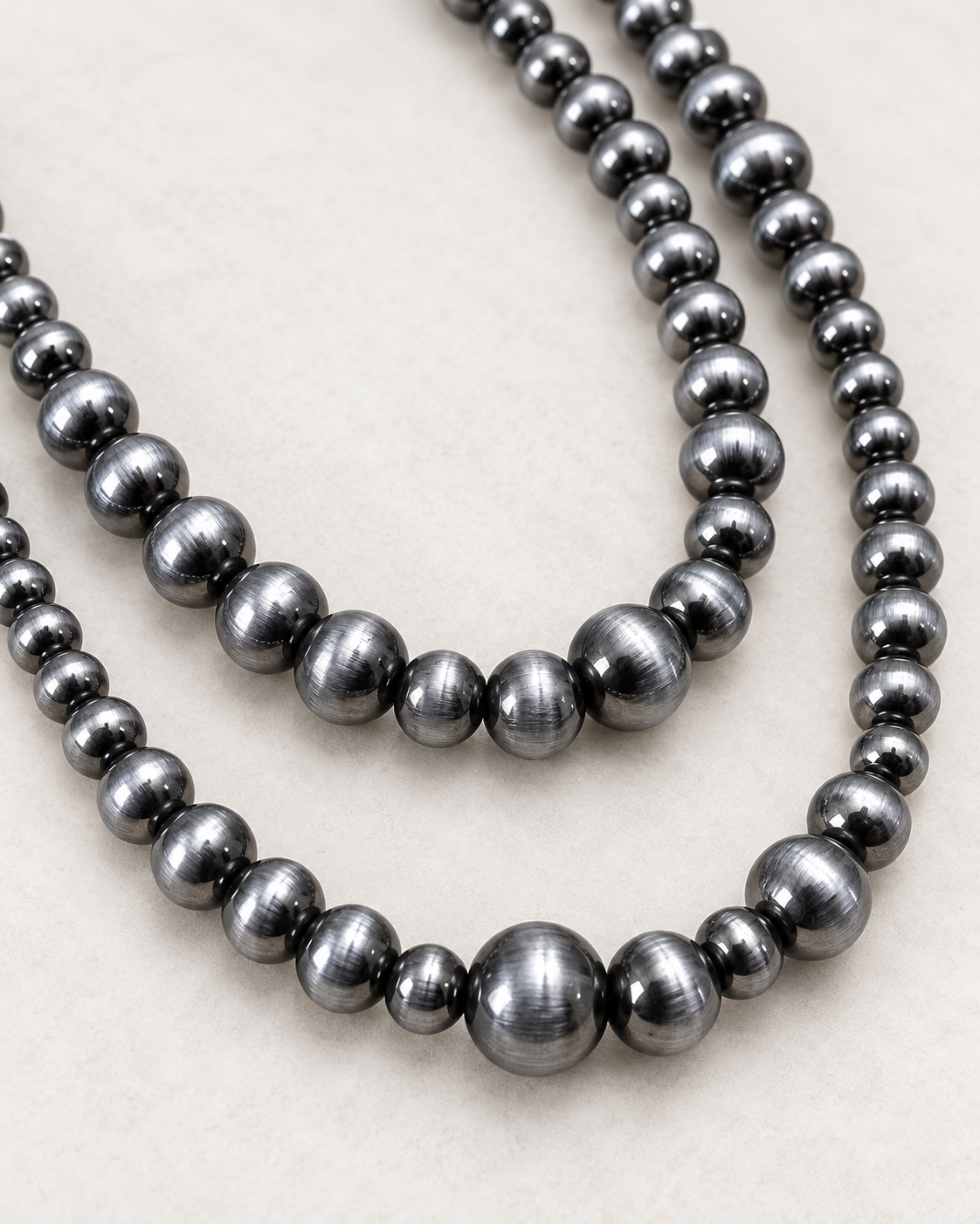 Western Faux Sterling Pearl Necklace Set | 18" & 22" Graduated Bead Duo