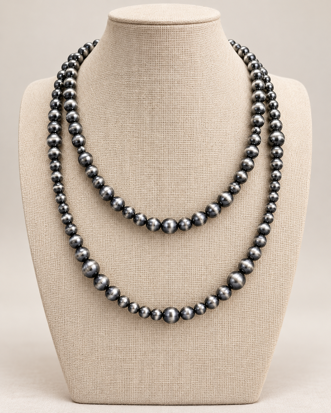Western Faux Sterling Pearl Necklace Set | 18" & 22" Graduated Bead Duo