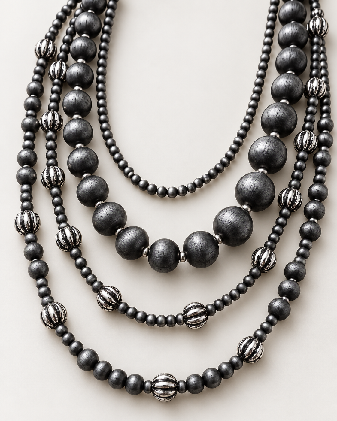 Western Faux Sterling Pearl 4-Piece Layered Necklace Set