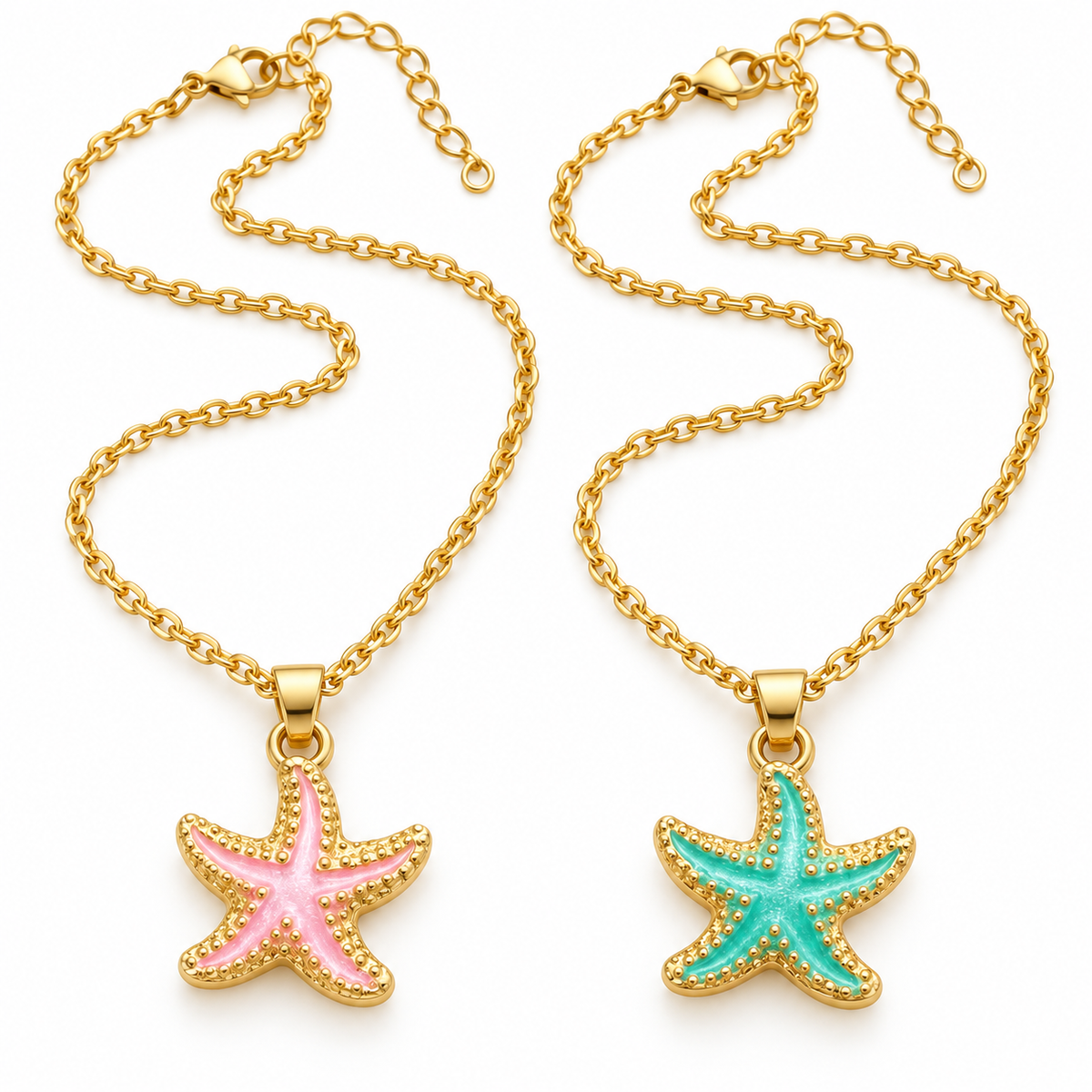 Seashells at the Seashore Starfish Pendant Necklace – Pink & Turquoise