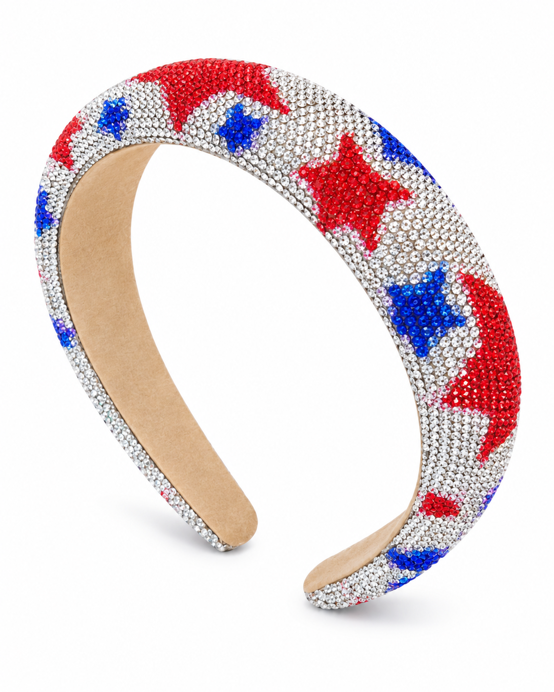 Glam Bam Americana Rhinestone Padded Headband – Red, White & Blue Stars