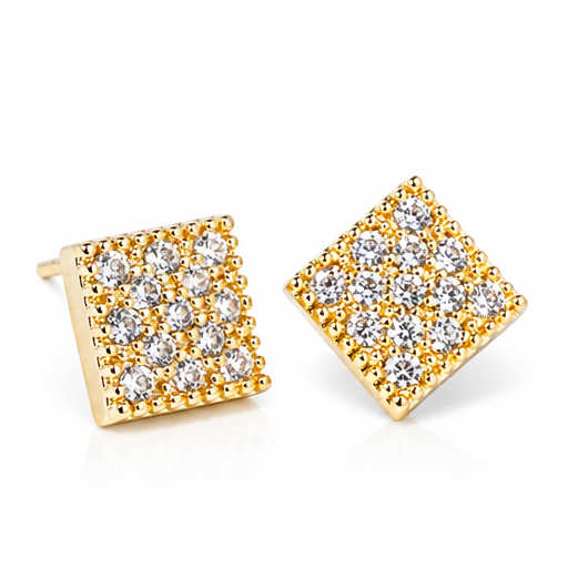 Golden Hour Pavé CZ Square Mini Stud Earrings