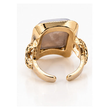 Vintage Rectangular Stone Statement Ring — Antique Gold