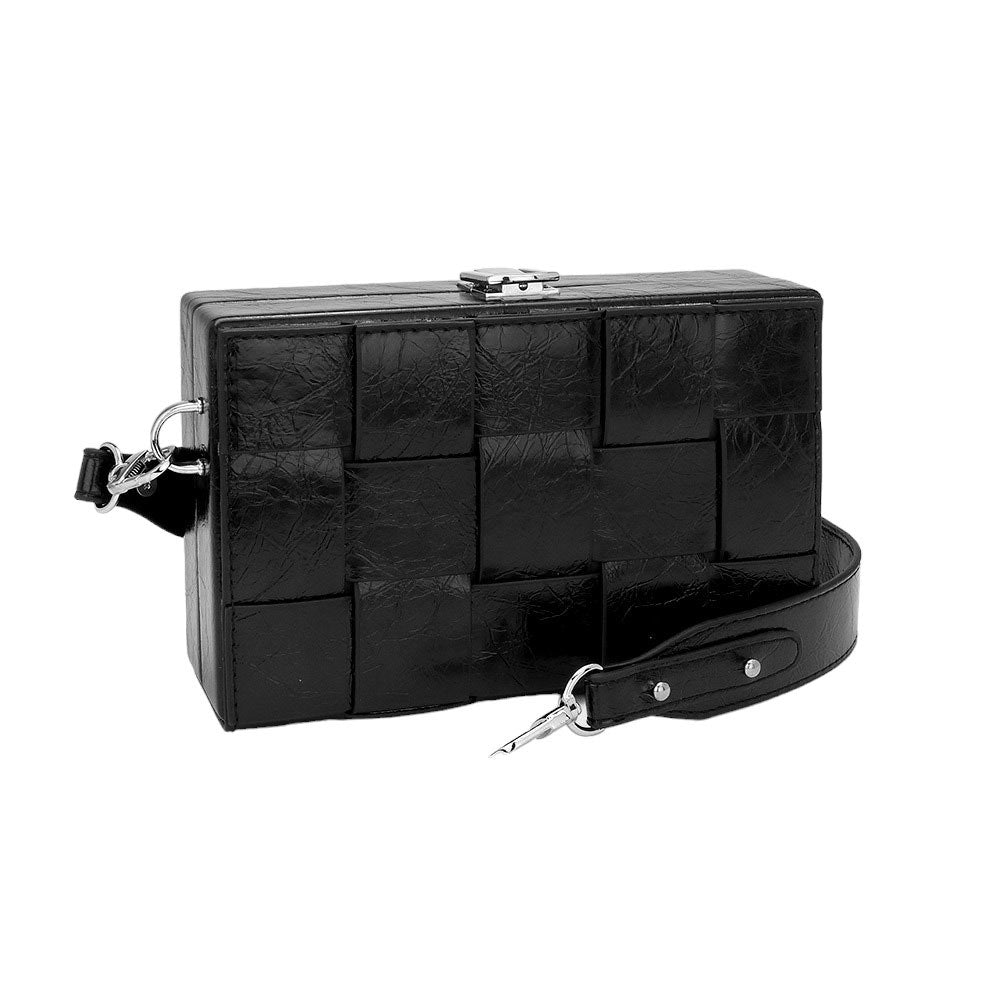 City Weave Structured Box Crossbody Bag