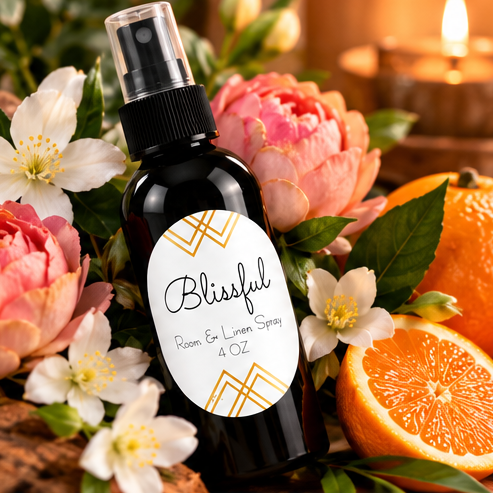 Blissful Room & Linen Spray | Sweet Floral, Fruity & Amber Fragrance – 4 oz