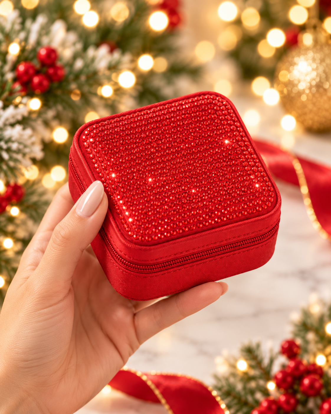 Sparkle & Go Rhinestone Travel Jewelry Organizer Case