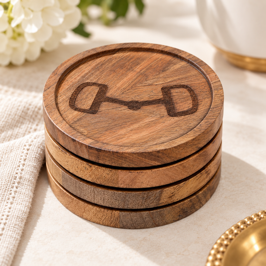 Huntley Equestrian Wooden Horse Bit Coasters – Set of 4