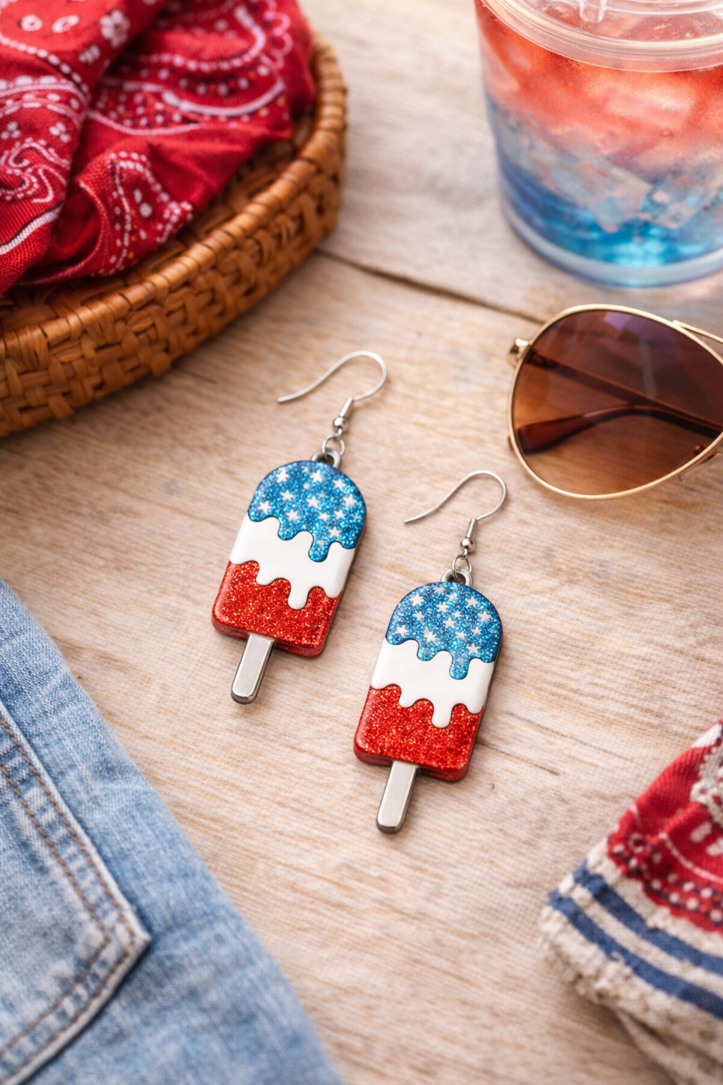 Summertime Americana Popsicle Fun Earrings