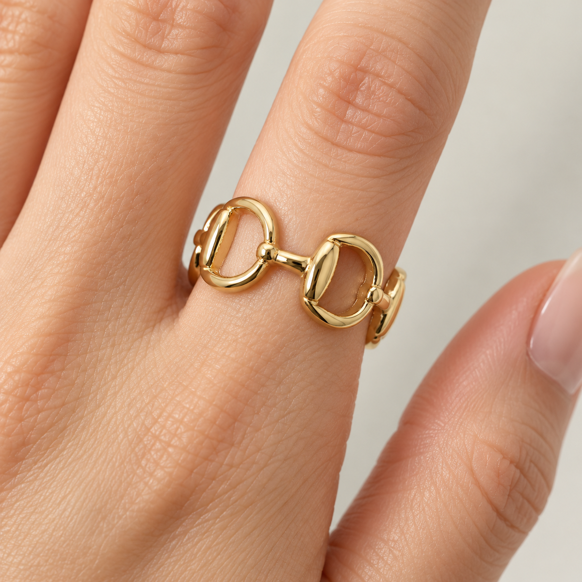 Golden Horsebit Equestrian Ring | Size 7