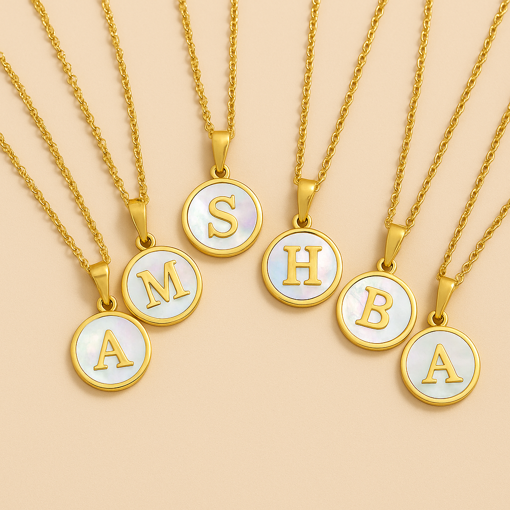 Seashell Initial Letter Necklace – Personalized Shell Charm Pendant