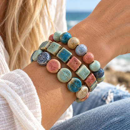 The Coastal Crush Clay Bead Bracelet Stack | Multicolor Set of 3