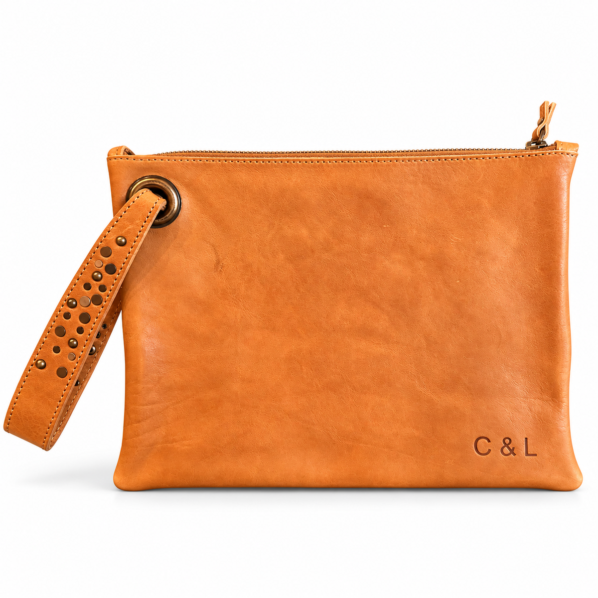 The Saddle House Camel Wristlet | Western-Inspired Zip Clutch