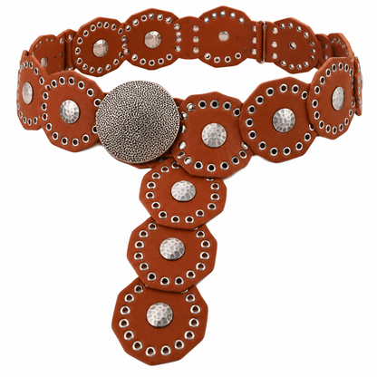 Western Heritage Statement Concho Belt – Black & Cognac