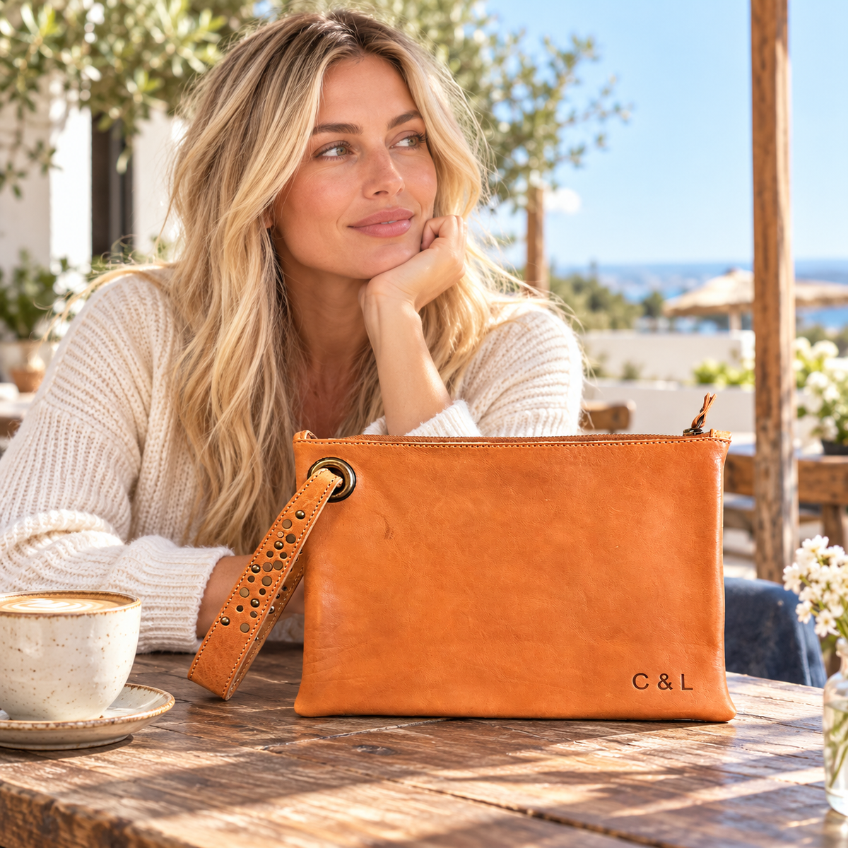 The Saddle House Camel Wristlet | Western-Inspired Zip Clutch