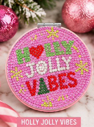 Christmas Sparkle Rhinestone Compact Mirrors | 4 Festive Designs