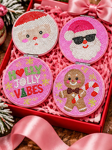 Christmas Sparkle Rhinestone Compact Mirrors | 4 Festive Designs