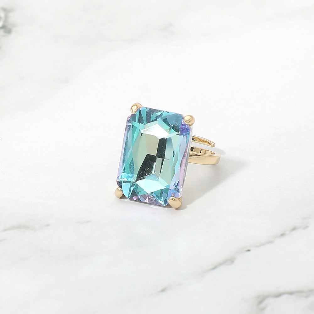 Emerald Radiance Adjustable Crystal Statement Ring