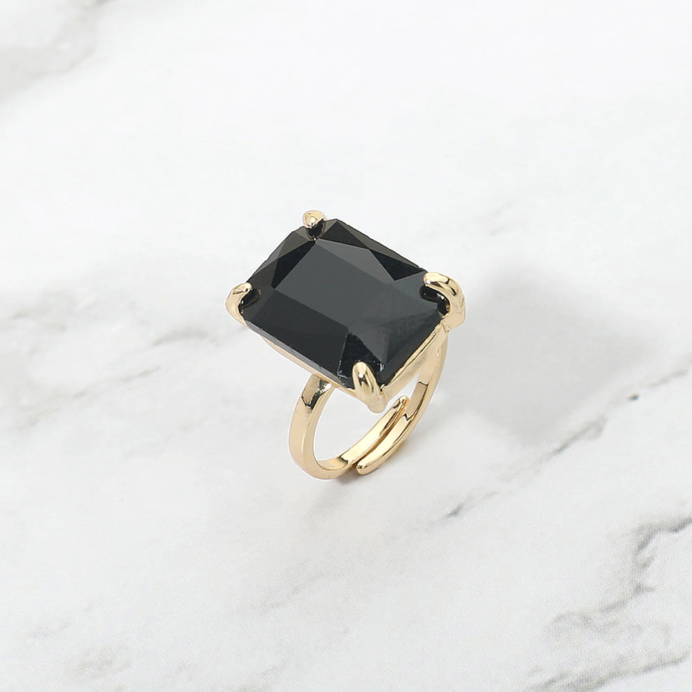 Emerald Radiance Adjustable Crystal Statement Ring
