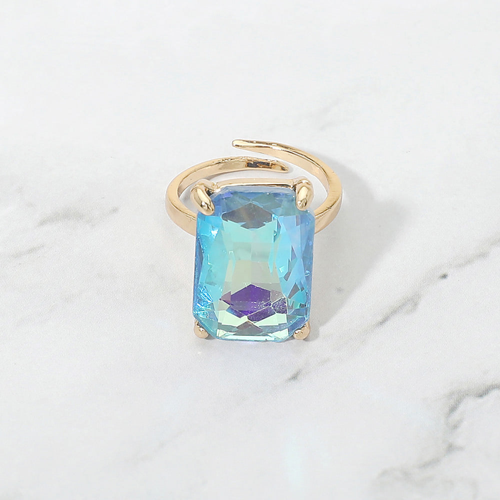 Emerald Radiance Adjustable Crystal Statement Ring