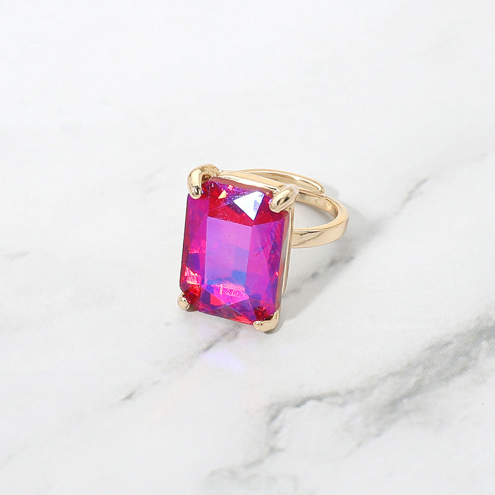 Emerald Radiance Adjustable Crystal Statement Ring