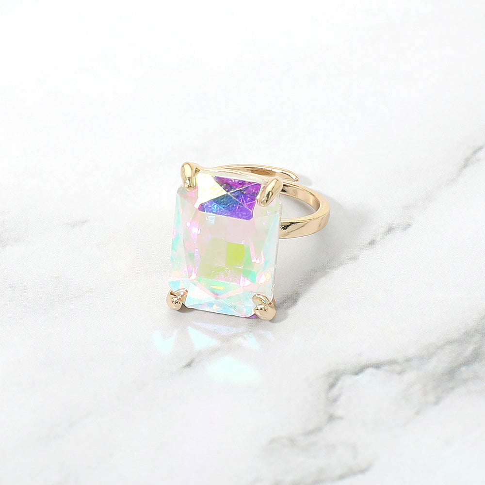 Emerald Radiance Adjustable Crystal Statement Ring