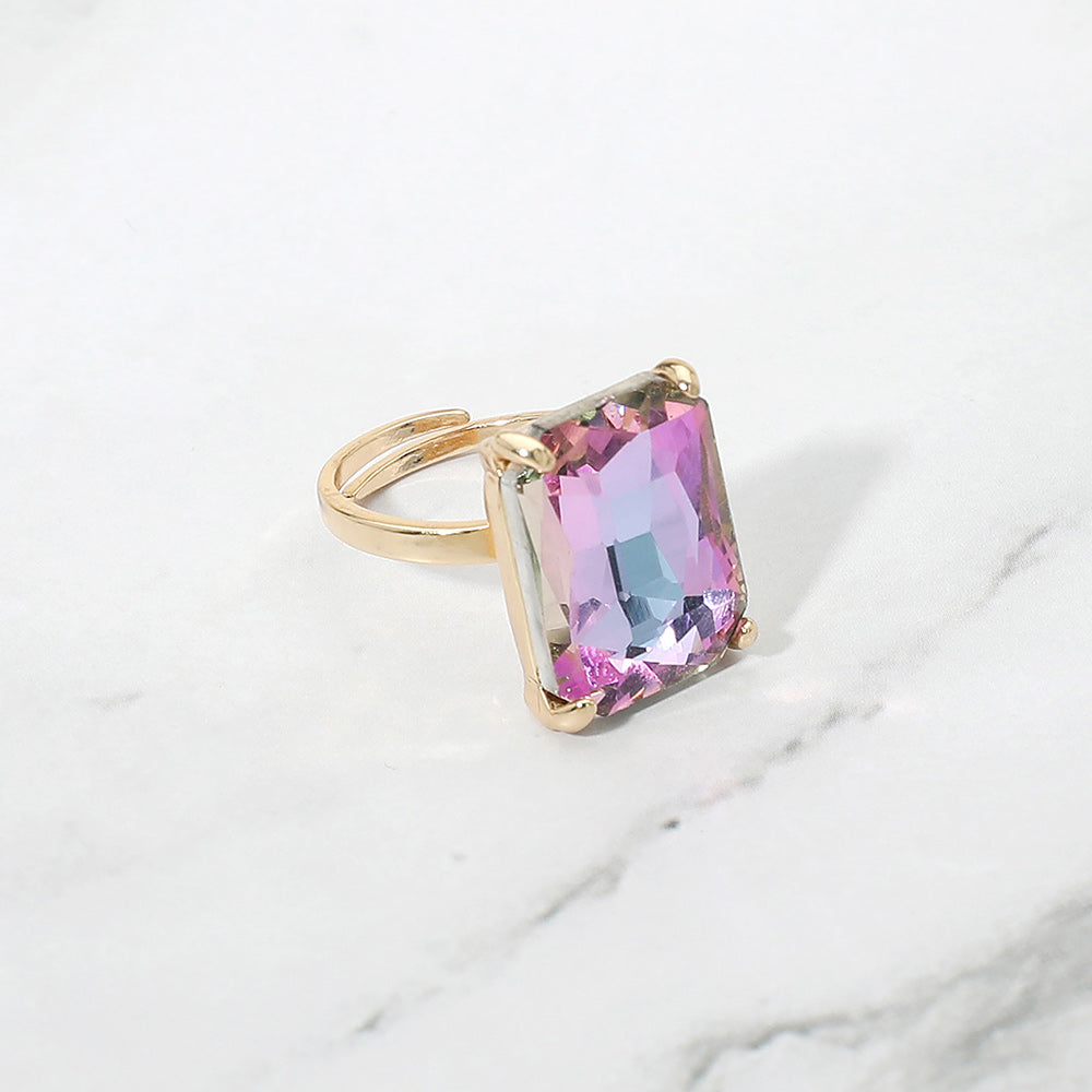 Emerald Radiance Adjustable Crystal Statement Ring